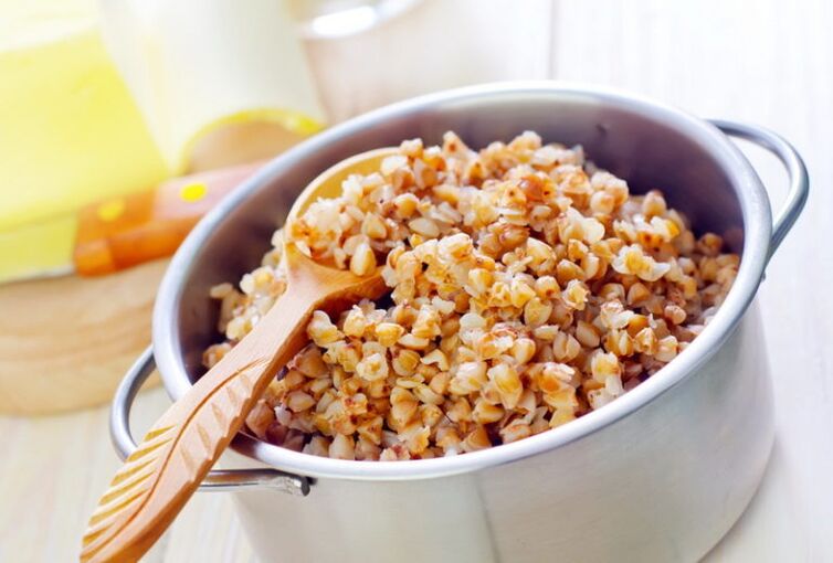 A portion of steamed buckwheat on a diet